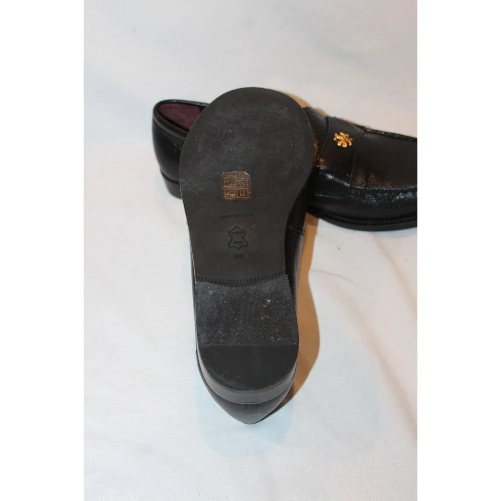 Tory Burch Classic Loafer Goat Leather Perfect Black Size 8.5 NWOB $325